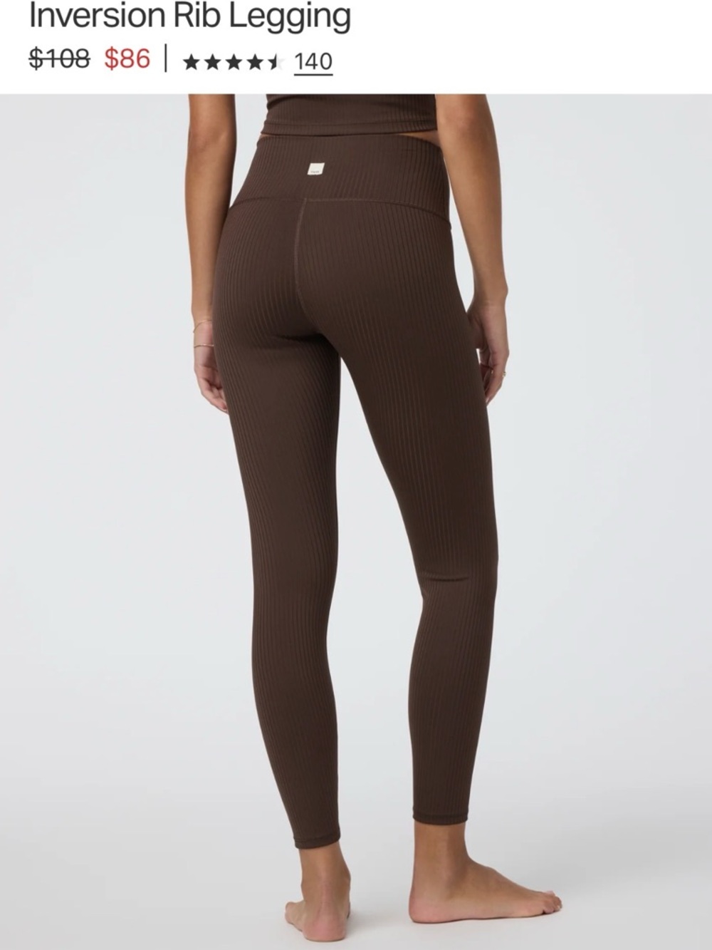 Vuori Brown Ribbed Inversion Legging